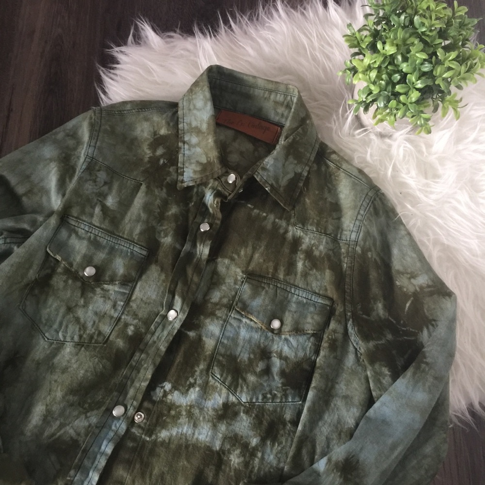 The Nu Vintage Tie Dye DISTRESSED Button Up Shirt
